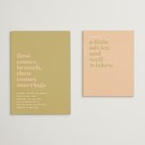 "First Comes Brunch" - Bridal Shower Invitations in Camel by mo kelley - Matching Enclosure Card