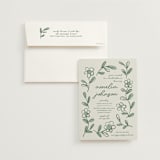 "Blooming" - Bridal Shower Invitations in Sage by Kelly Watkins - Invitation with Envelope