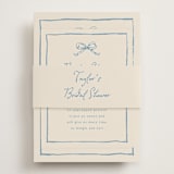 "ribbon bow drawing" - Bridal Shower Invitations in Dusty Blue by Cass Loh - Assembled with Belly Band