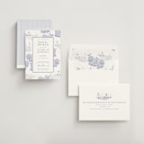 "Coastal Toile" - Bridal Shower Invitations in Periwinkle by Jenna Holcomb - Assembled