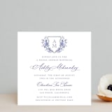 "watercolor flowers crest" - Bridal Shower Invitations in Dusty Blue by Cass Loh - Front