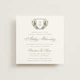 "watercolor flowers crest" - Bridal Shower Invitations in Moss by Cass Loh - Front