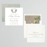 "watercolor flowers crest" - Bridal Shower Invitations in Moss by Cass Loh - Assembled
