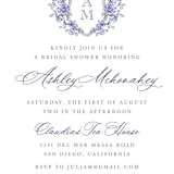"watercolor flowers crest" - Bridal Shower Invitations in Dusty Blue by Cass Loh - Close-Up