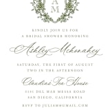"watercolor flowers crest" - Bridal Shower Invitations in Moss by Cass Loh - Close-Up