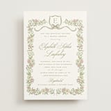 "Floral Frame Crest" - Bridal Shower Invitations in Grass by Erin German - Front