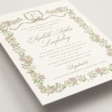 "Floral Frame Crest" - Bridal Shower Invitations in Grass by Erin German - Detail