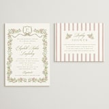 "Floral Frame Crest" - Bridal Shower Invitations in Grass by Erin German - Matching Enclosure Card