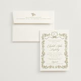 "Floral Frame Crest" - Bridal Shower Invitations in Grass by Erin German - Invitation with Envelope