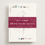 "Garden Stroll" - Bridal Shower Invitations in Burgundy by Creo Study - Assembled with Belly Band