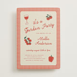 "Gingham Garden" - Bridal Shower Invitations in Tomato by Kelly Watkins - Front