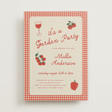 "Gingham Garden" - Bridal Shower Invitations in Tomato by Kelly Watkins - Front