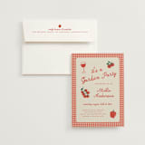 "Gingham Garden" - Bridal Shower Invitations in Tomato by Kelly Watkins - Invitation with Envelope