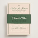"Scripted" - Bridal Shower Invitations in Emerald by Creo Study - Assembled with Belly Band