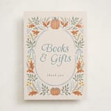 "Pumpkins + Bows" - Baby Shower Party Signs in Cornflower by Laura Hankins - Front