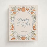 "Pumpkins + Bows" - Baby Shower Party Signs in Cornflower by Laura Hankins - Front