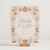 "Pumpkins + Bows" - Baby Shower Party Signs in Cornflower by Laura Hankins - In Use