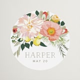 "Spring Blooms" - Bridal Shower Favor Stickers in Blush by Susan Moyal - Front