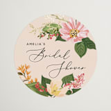 "Bridal Blooms" - Bridal Shower Favor Stickers in Peach by Susan Moyal - Front
