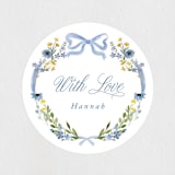 "Hand Painted" - Bridal Shower Favor Stickers in Bluebell by Petra Kern - Front