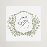 "Traditional Monogram" - Bridal Shower Favor Stickers in Olive by Erin Deegan - Front