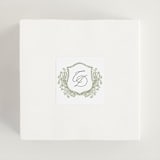 "Traditional Monogram" - Bridal Shower Favor Stickers in Olive by Erin Deegan - In Use