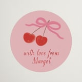 "Mon Cheri" - Bridal Shower Favor Stickers in Cherry Blossom by Jenna Holcomb - Front