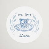 "Tea Cup Party" - Bridal Shower Favor Stickers in Periwinkle by Alethea and Ruth - Front