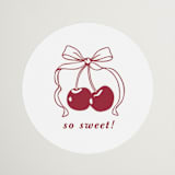 "Classic Cherries" - Bridal Shower Favor Stickers in Bing Cherry by Charter Oaks Creative - Front