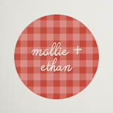 "Gingham Garden" - Bridal Shower Favor Stickers in Tomato by Kelly Watkins - Front