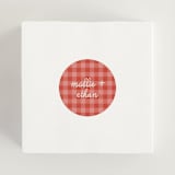 "Gingham Garden" - Bridal Shower Favor Stickers in Tomato by Kelly Watkins - In Use