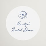 "Tea Cup Doodle" - Bridal Shower Favor Stickers in Cobalt by Carmia C. - Front