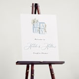 "Botanical Blocks" - Baby Shower Welcome Signs in Baby Blue by Itsy Belle Studio - In Use
