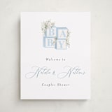 "Botanical Blocks" - Baby Shower Welcome Signs in Baby Blue by Itsy Belle Studio - Front