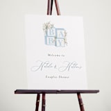 "Botanical Blocks" - Baby Shower Welcome Signs in Baby Blue by Itsy Belle Studio - In Use