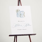 "Botanical Blocks" - Baby Shower Welcome Signs in Baby Blue by Itsy Belle Studio - In Use