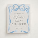 "Vintage Bow" - Baby Shower Welcome Signs in Baby Blues by Lehan Veenker - Front