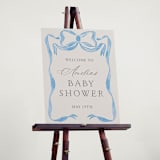 "Vintage Bow" - Baby Shower Welcome Signs in Baby Blues by Lehan Veenker - In Use