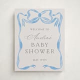 "Vintage Bow" - Baby Shower Welcome Signs in Baby Blues by Lehan Veenker - Front