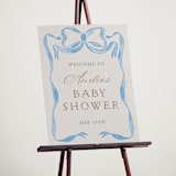 "Vintage Bow" - Baby Shower Welcome Signs in Baby Blues by Lehan Veenker - In Use