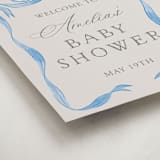 "Vintage Bow" - Baby Shower Welcome Signs in Baby Blues by Lehan Veenker - Detail