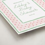 "Polka Dot Frame" - Baby Shower Welcome Signs in Strawberry by Erin German - Detail