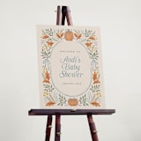 "Pumpkins + Bows" - Baby Shower Welcome Signs in Cornflower by Laura Hankins - In Use