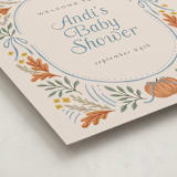"Pumpkins + Bows" - Baby Shower Welcome Signs in Cornflower by Laura Hankins - Detail