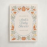 "Pumpkins + Bows" - Baby Shower Welcome Signs in Cornflower by Laura Hankins - Front