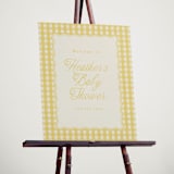 "Scalloped Gingham" - Baby Shower Welcome Signs in Lemonade by Brianne Larsen - In Use
