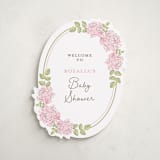 "Garden Rose Doily" - Baby Shower Welcome Signs in Rose by Holton Art and Design - Front