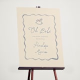 "Vintage Horse" - Baby Shower Welcome Signs in Powder by Vera Lim - In Use
