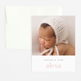 "Little Stack" - Birth Announcement Thank You Cards in Mauve by Snow and Ivy - Front