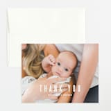 "Indie" - Birth Announcement Thank You Cards in Cloud by Lauren Chism - Front